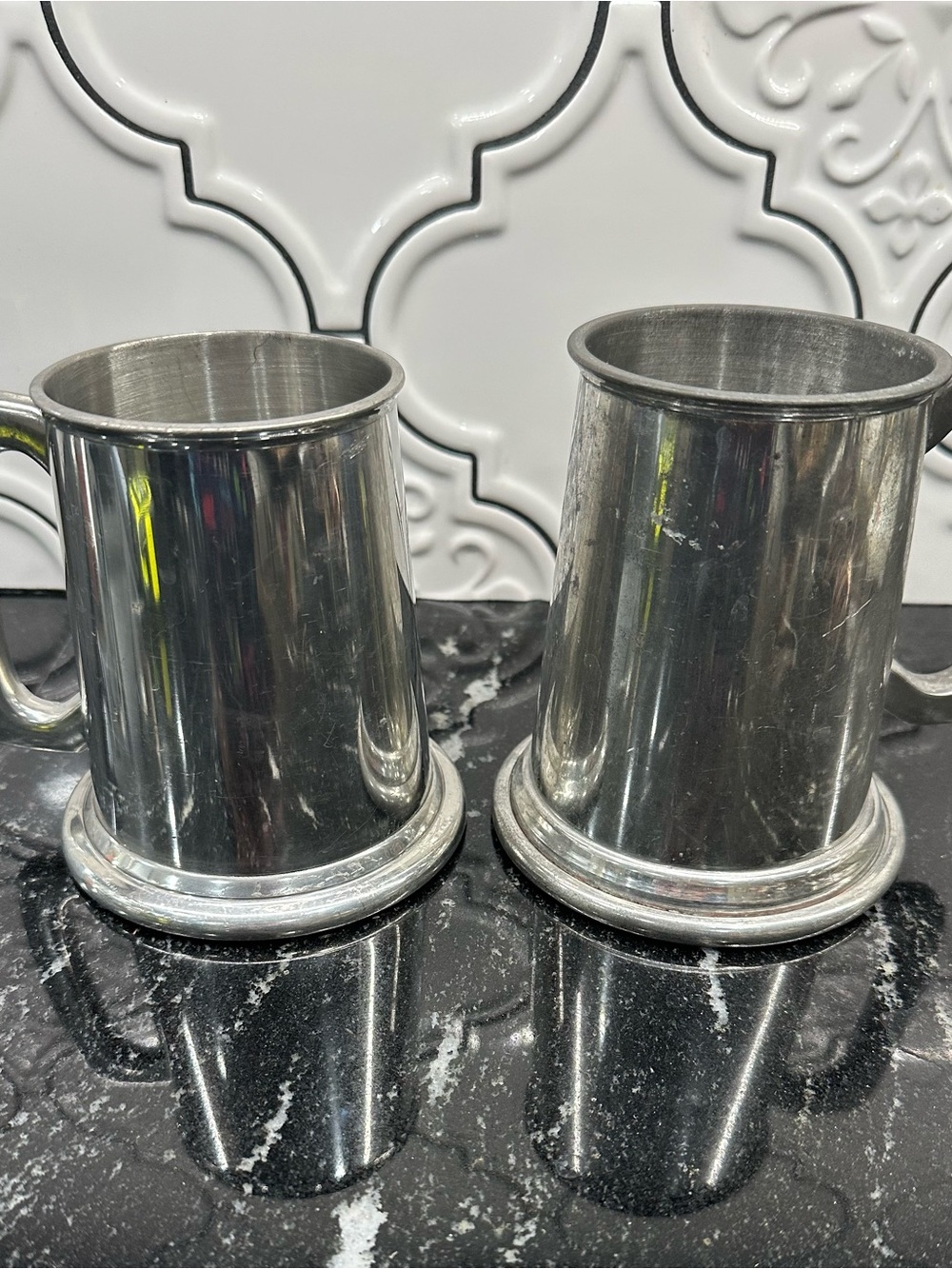 Sheffield Pewter Tankard Mug Set - Polished Metal Drinkware